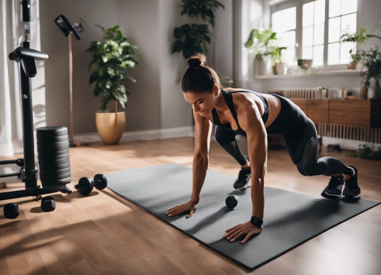 A Home Workout Setting Without Expensive Equipment. A Well Lit Room Featuring A Person Engaged In Ef