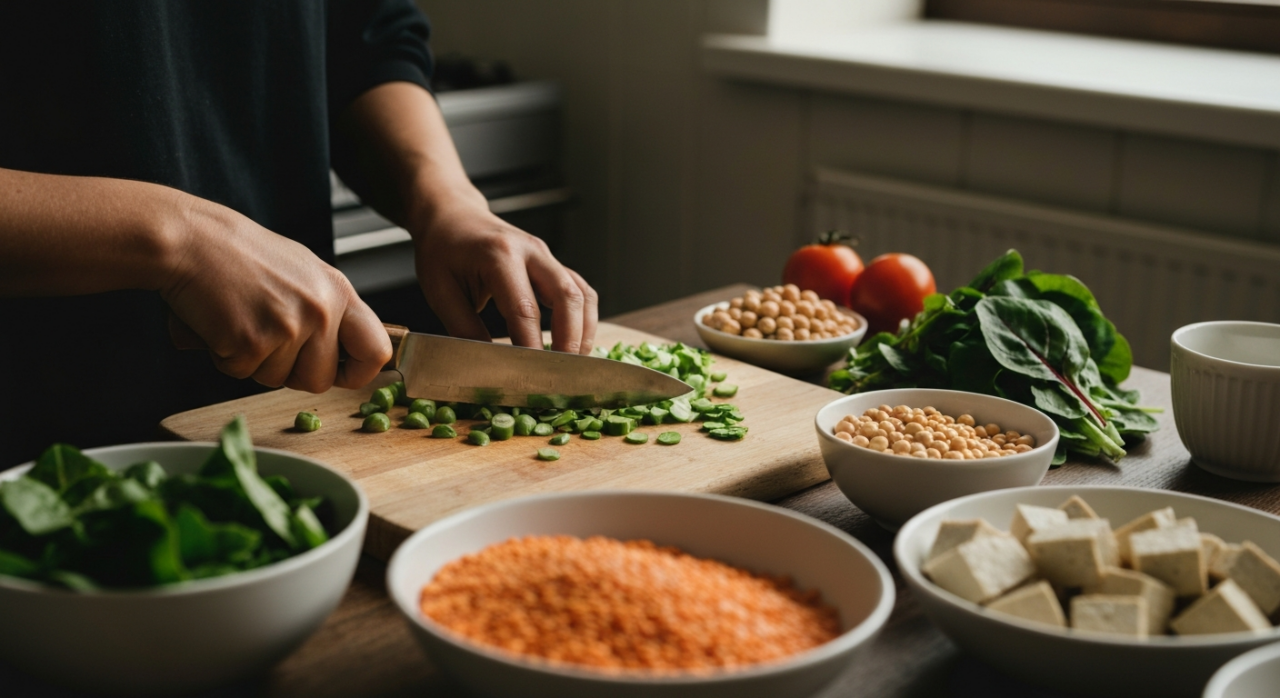 Pflanzliche Ernaehrung fuer den Muskelaufbau
